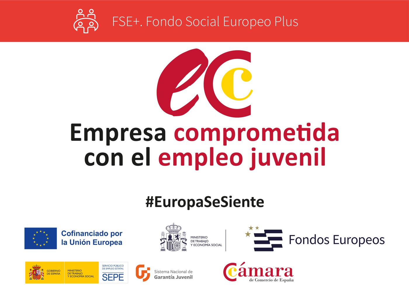 Sello Empresa comprometida con el empleo juvenil. Programa Talento Joven, cofinanciado por la Unión Europea